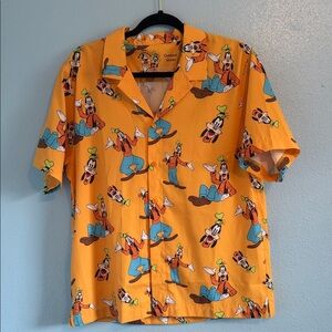 Outdoor Voices Yellow Goofy Print  Hawaiian Shirt Disney Parks NWT Sz. M